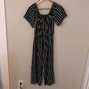 Black and white stripped jumpsuit